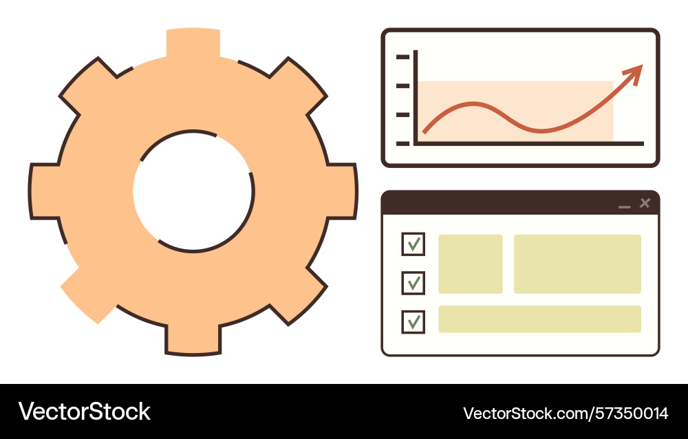 Business workflow optimization with gear Business workflow optimization with gear Vector Image
