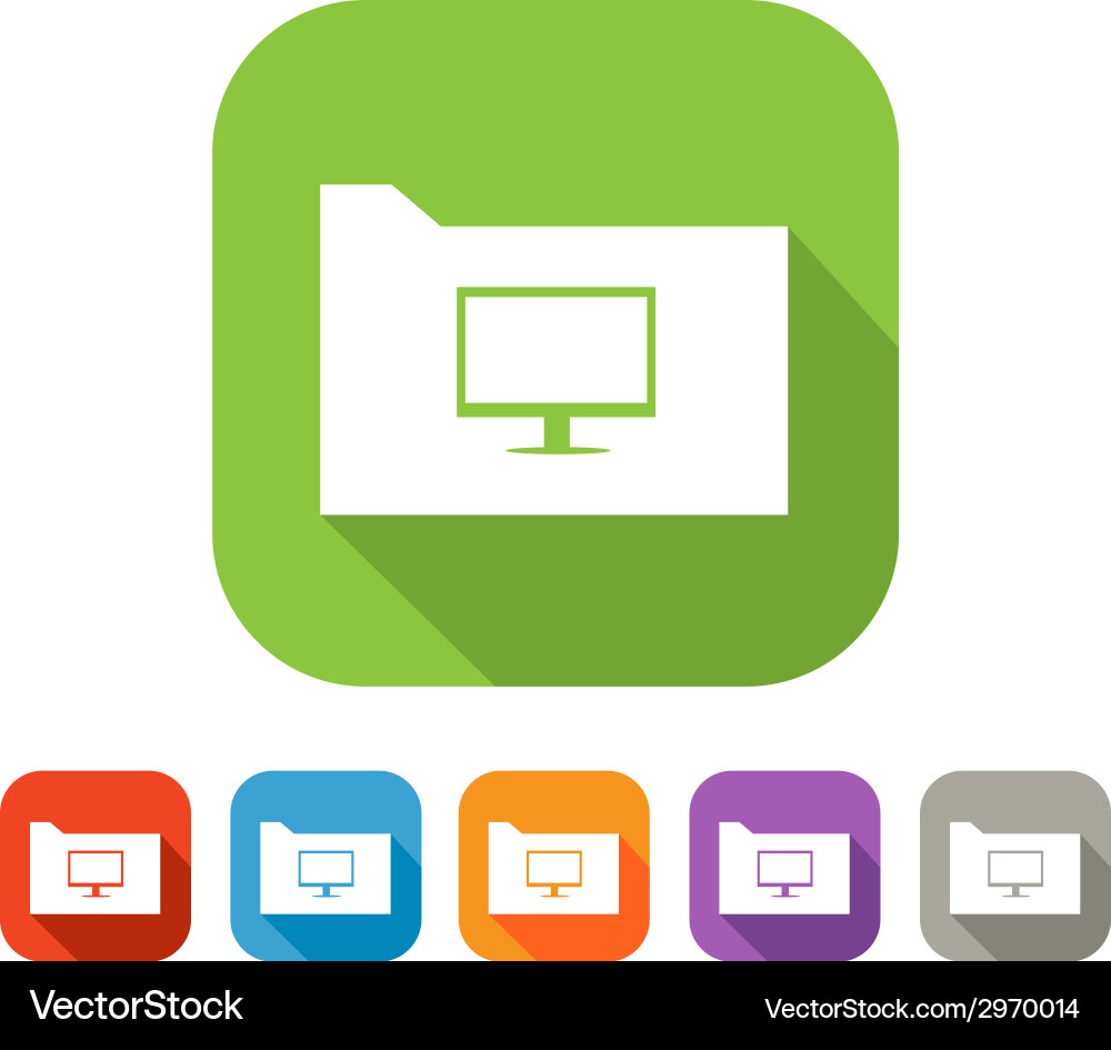 Color set of flat folder with computer Vector Image