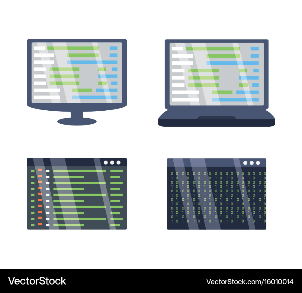 Computer mit Programmierung auf dem Bildschirm vektorbild