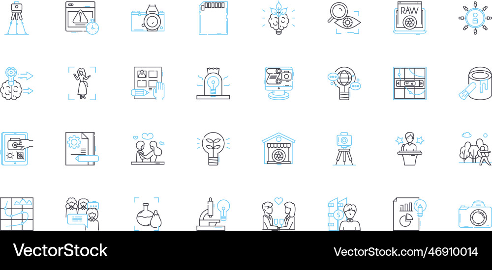 Cryptocurrency and blockchain linear icons set Cryptocurrency and blockchain linear icons set vector image