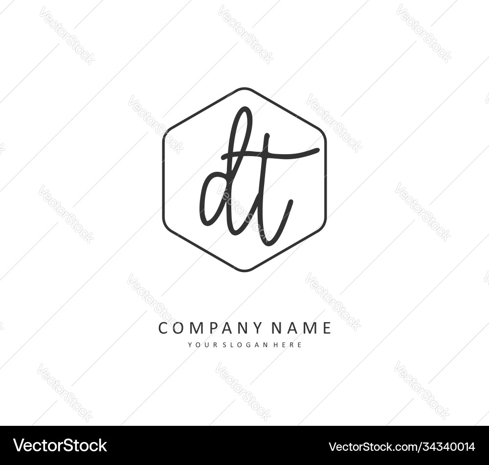 D t dt initial letter handwriting and signature Vector Image