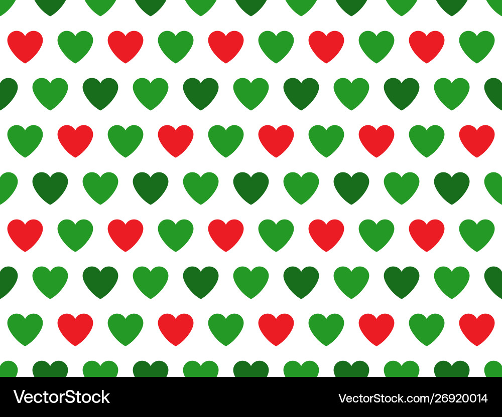 Green and red heart shape pattern vector image