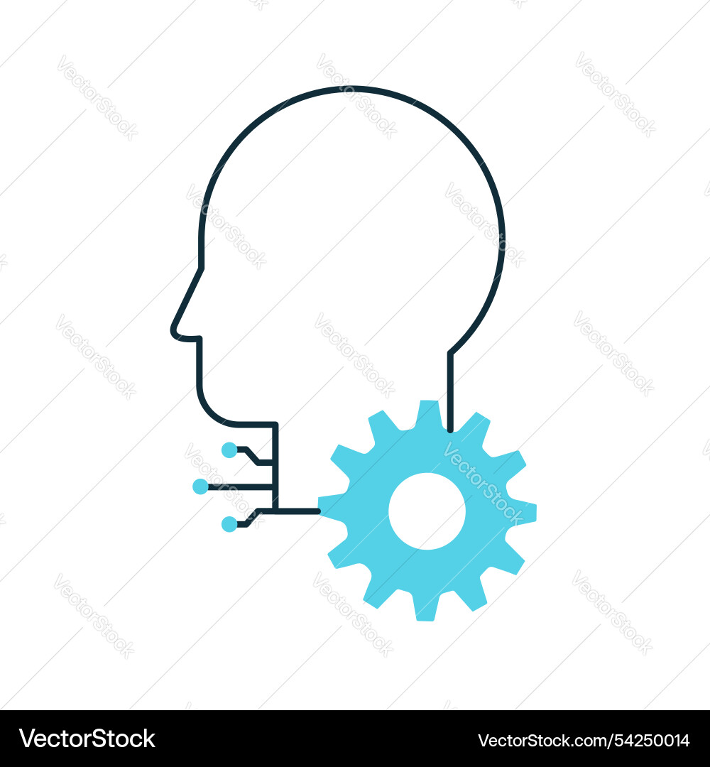 Human brain and ai for smart problem solving icon vector image