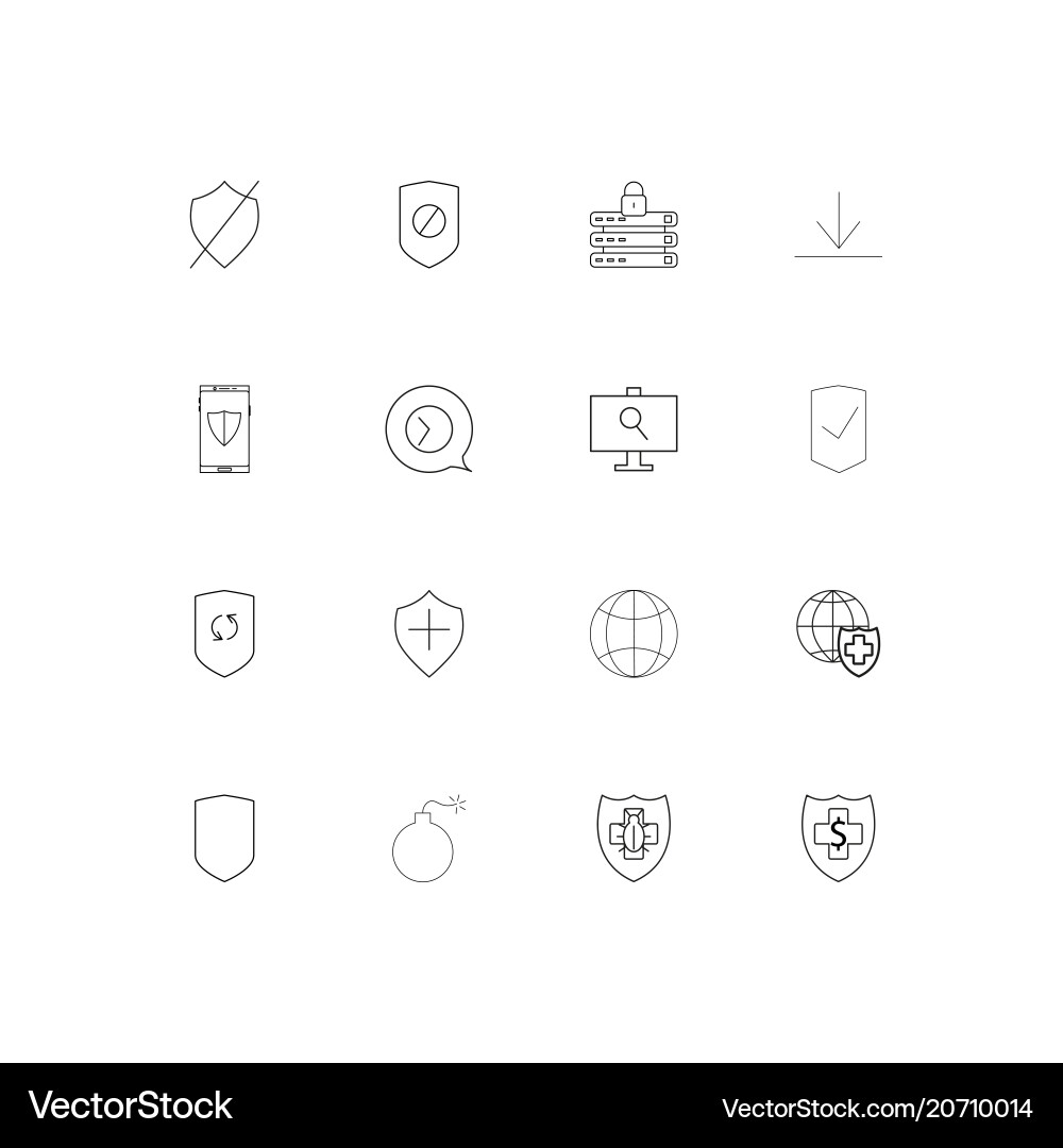 Internet security simple linear icons set vector image