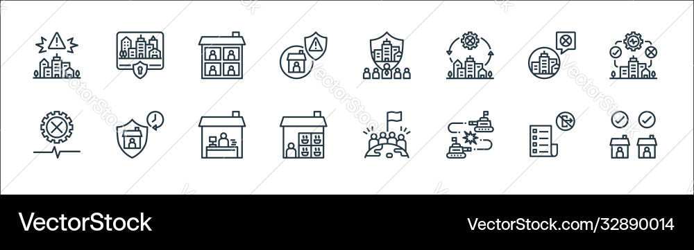 Lockdown line icons linear set quality Lockdown line icons linear set quality vector image