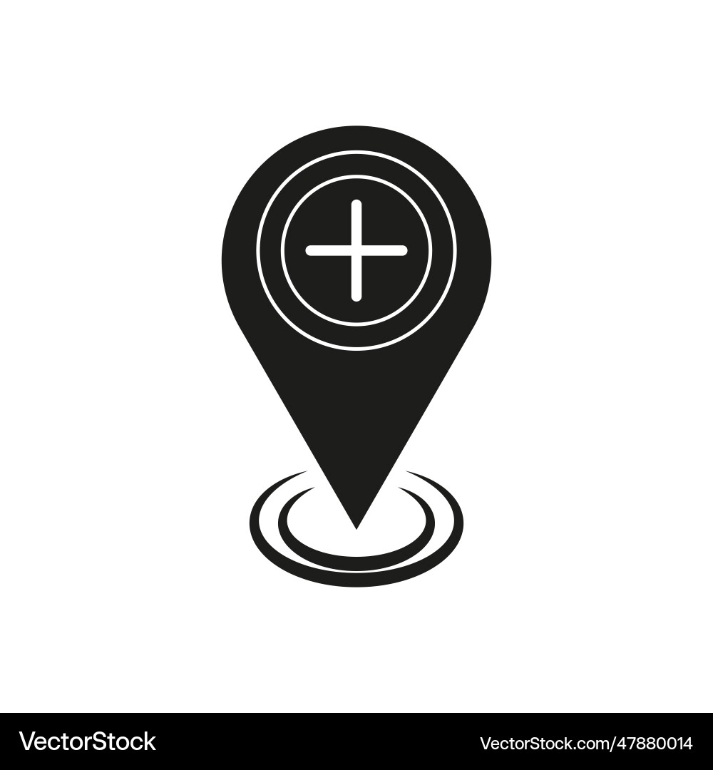 Map pin add plus icon stock Map pin add plus icon stock Vector Image