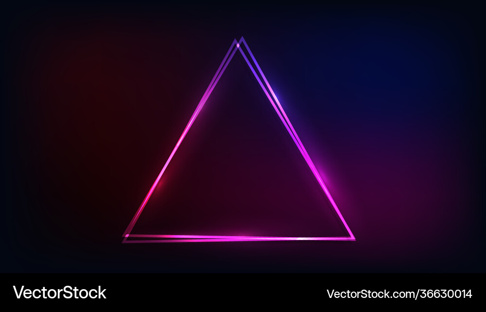 Neon double triangular frame with shining effects Neon double triangular frame with shining effects vector image
