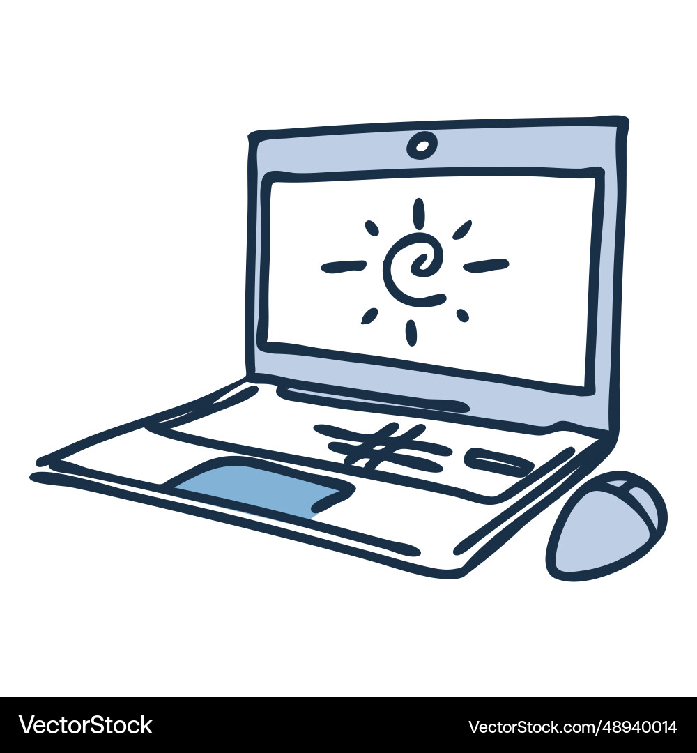 Notebook computer color doodle Notebook computer color doodle vector image