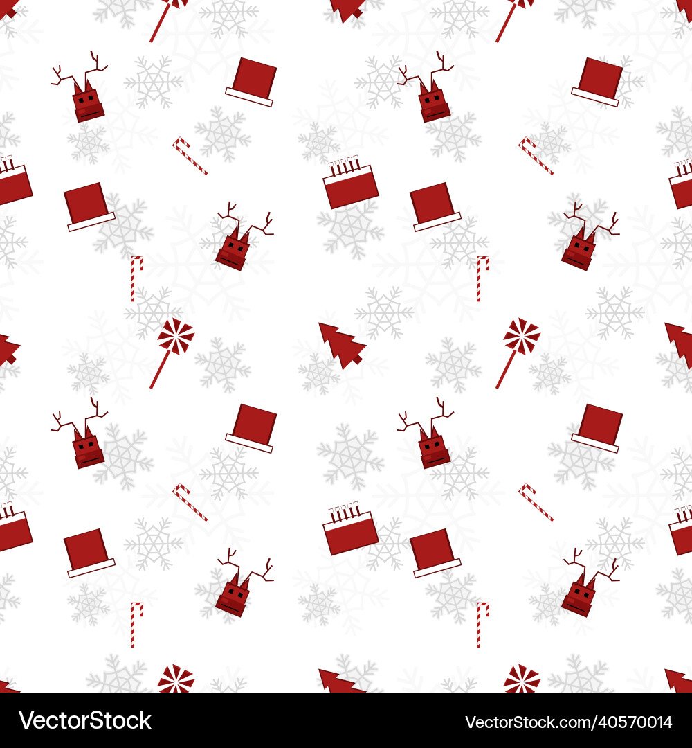 Red christmas object silhouette repeat pattern Red christmas object silhouette repeat pattern vector image