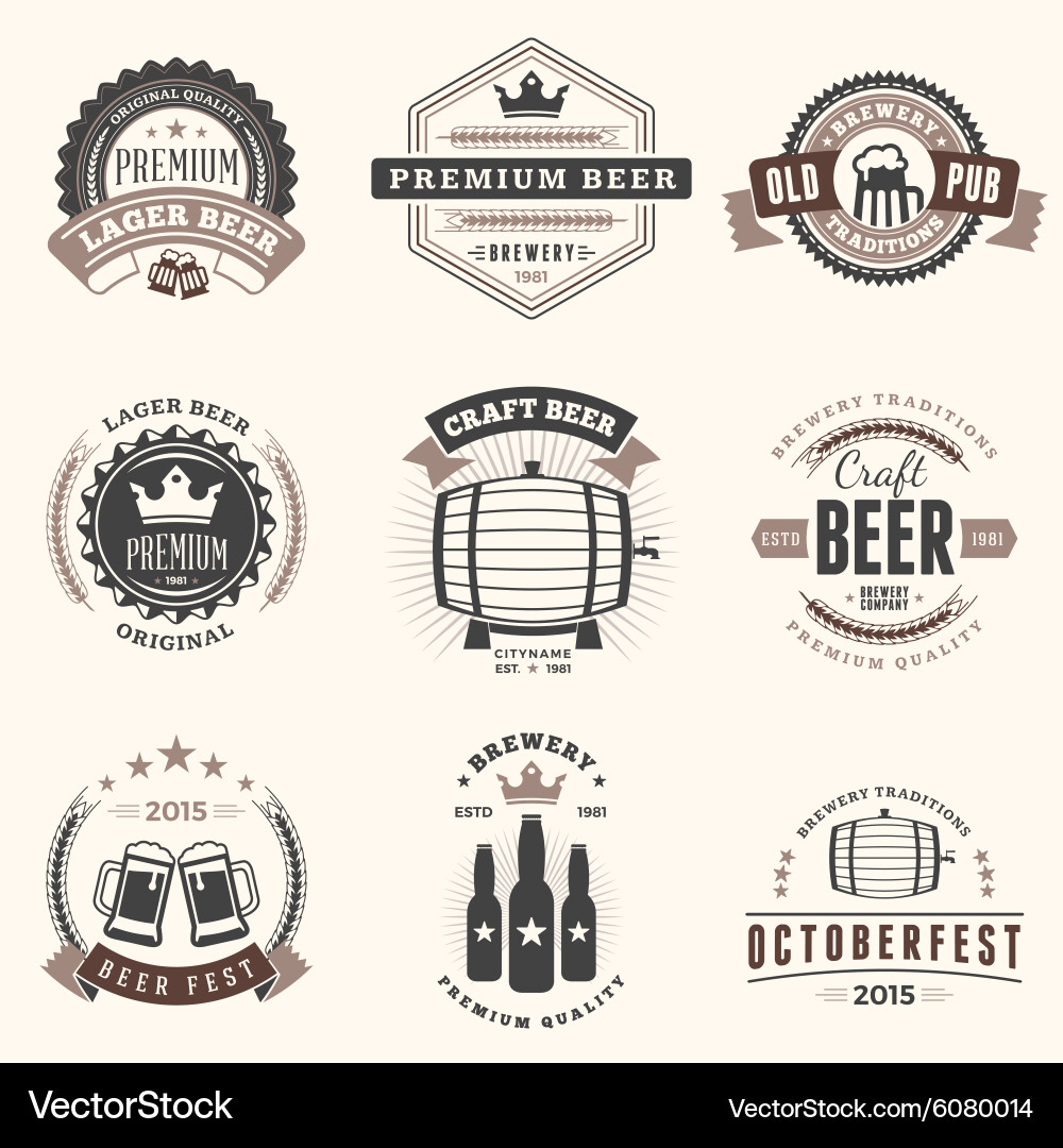 Retro Beer Badges & Labels Vector Image