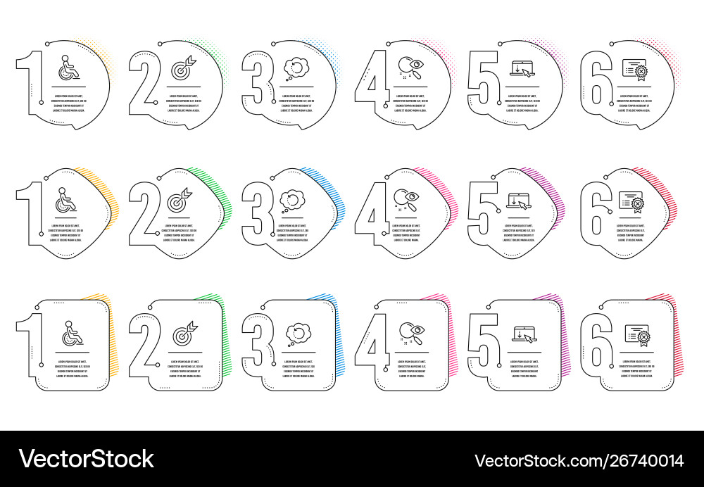 Scroll down disability and recovery data icons Scroll down disability and recovery data icons vector image