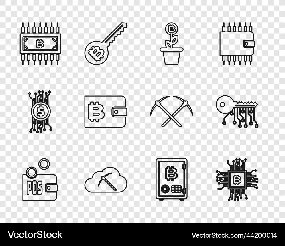Set line proof of stake cpu mining farm bitcoin Set line proof of stake cpu mining farm bitcoin Vector Image