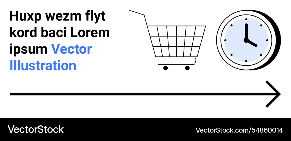 Shopping cart and clock with directional arrow Vector Image
