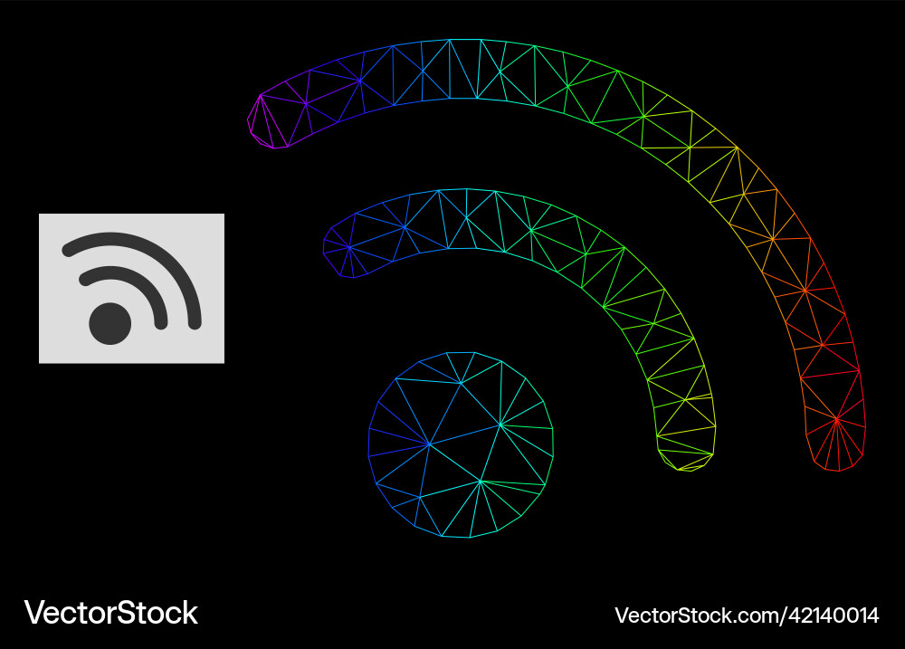 Spectrum gradiented polygonal network radio signal Spectrum gradiented polygonal network radio signal vector image