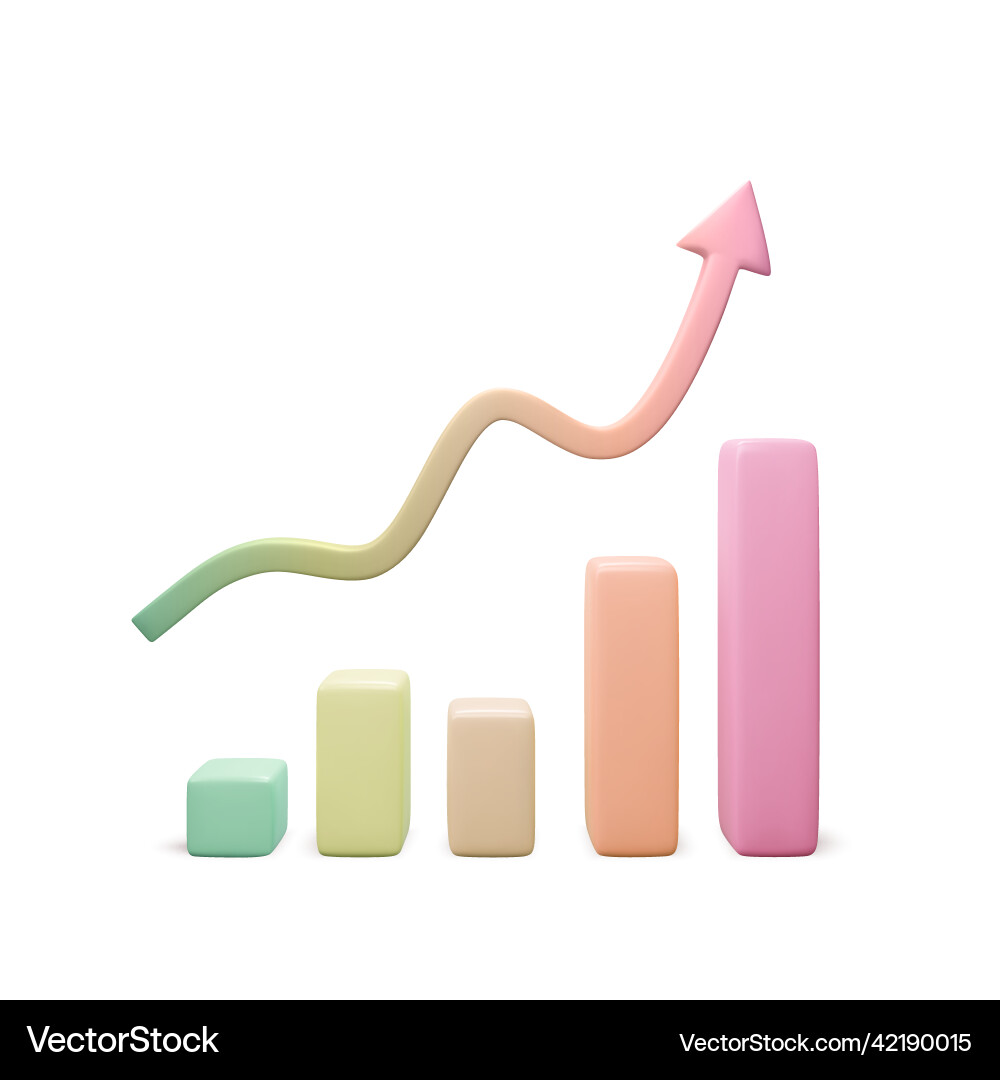 3D Business Chart Data Analysis vector image