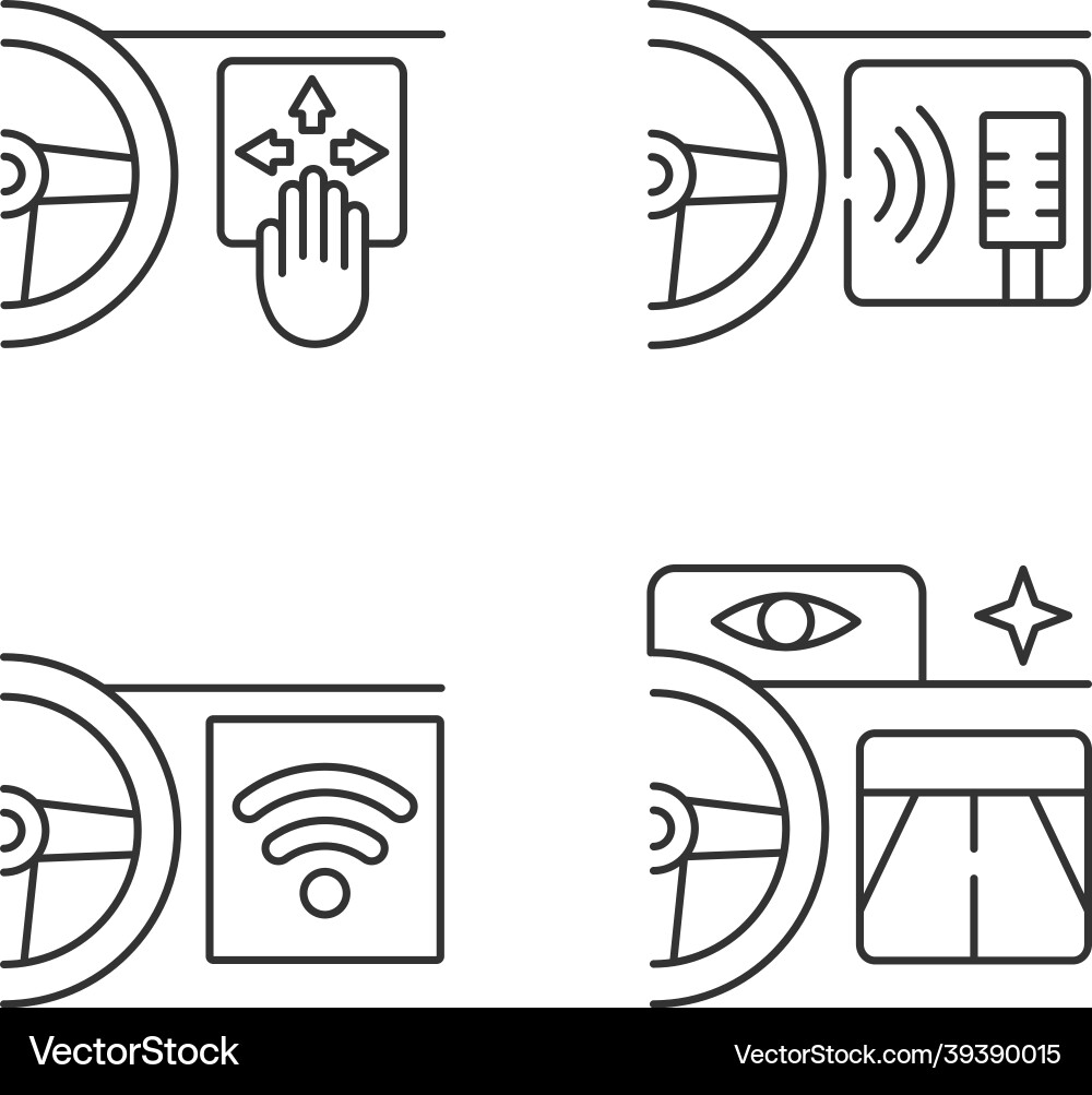 Advanced car technologies linear icons set vector image