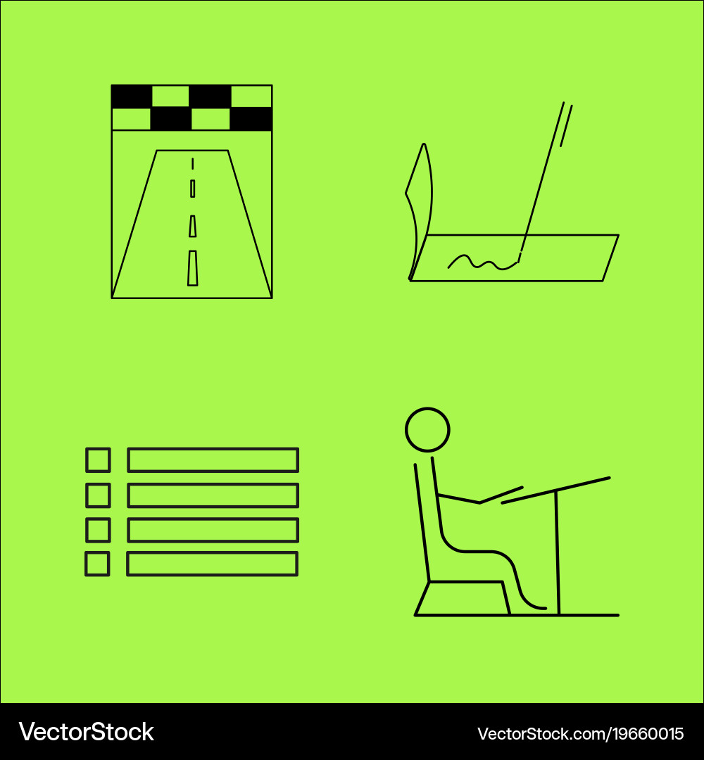 Basic content simple linear outline icon set vector image