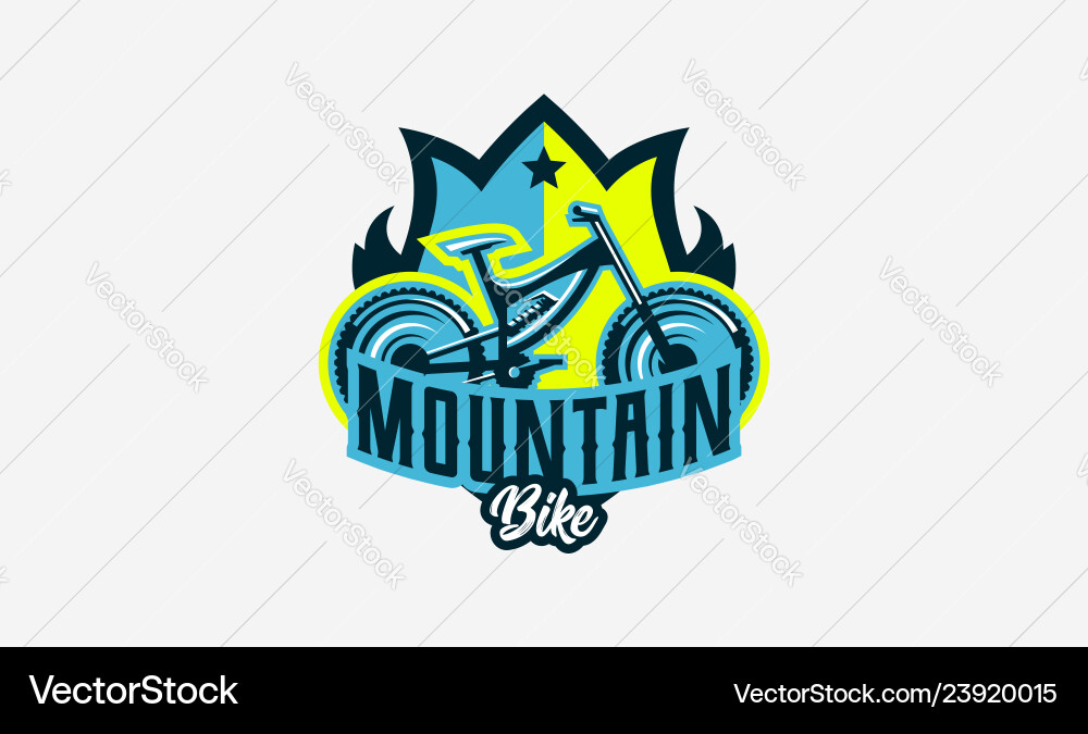 Colorful logo emblem mountain bike icon bicycle Colorful logo emblem mountain bike icon bicycle vector image