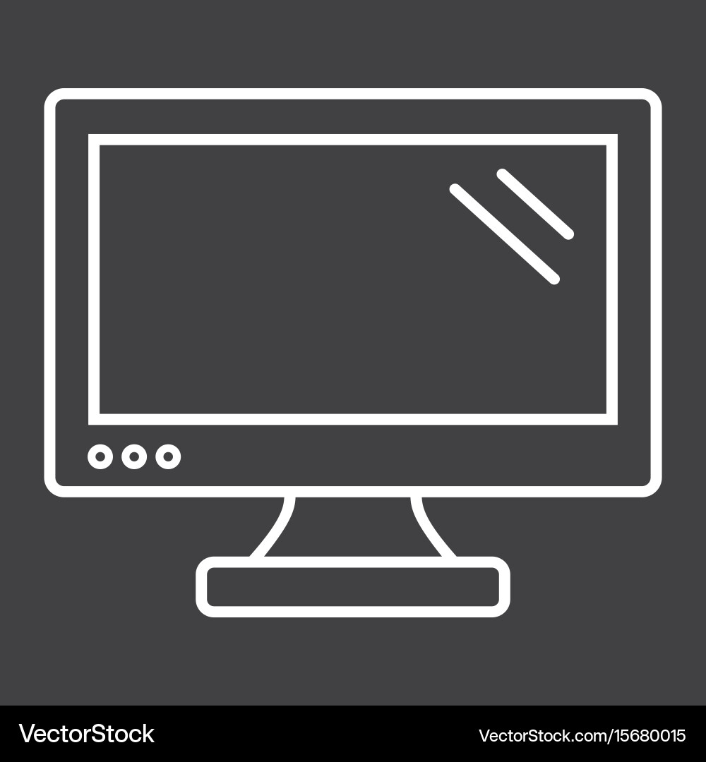 Computer monitor line icon screen and device vector image
