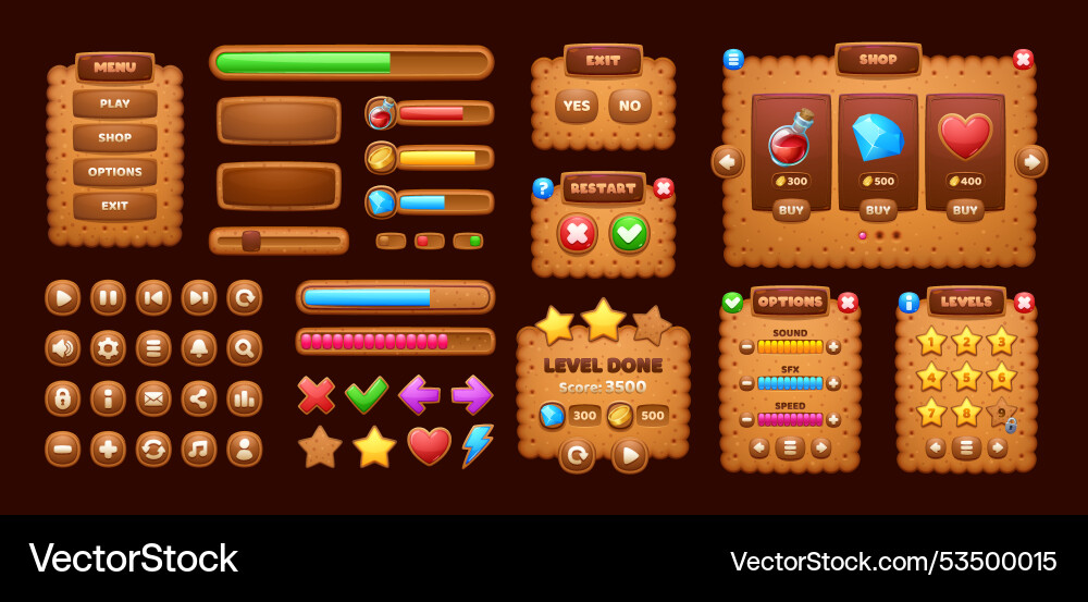 Cookie Game UI Elements Vector Image