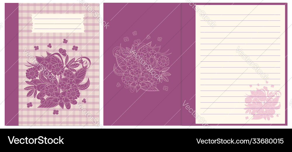Design notebook with violet boho floral Design notebook with violet boho floral vector image