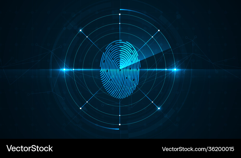 Fingerprint scanning on circuit board abstract Fingerprint scanning on circuit board abstract vector image