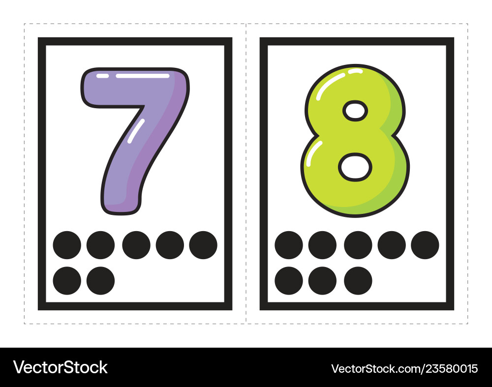 Flash card collection for numbers Flash card collection for numbers vector image