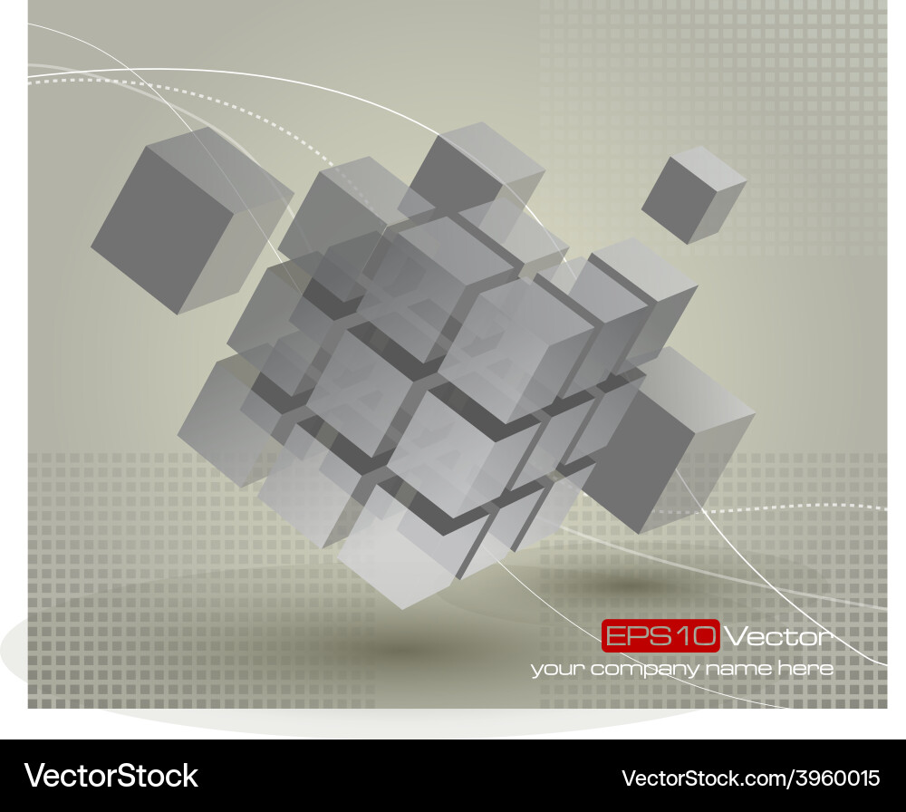 Floating 3d cube with moving segmented parts Vector Image