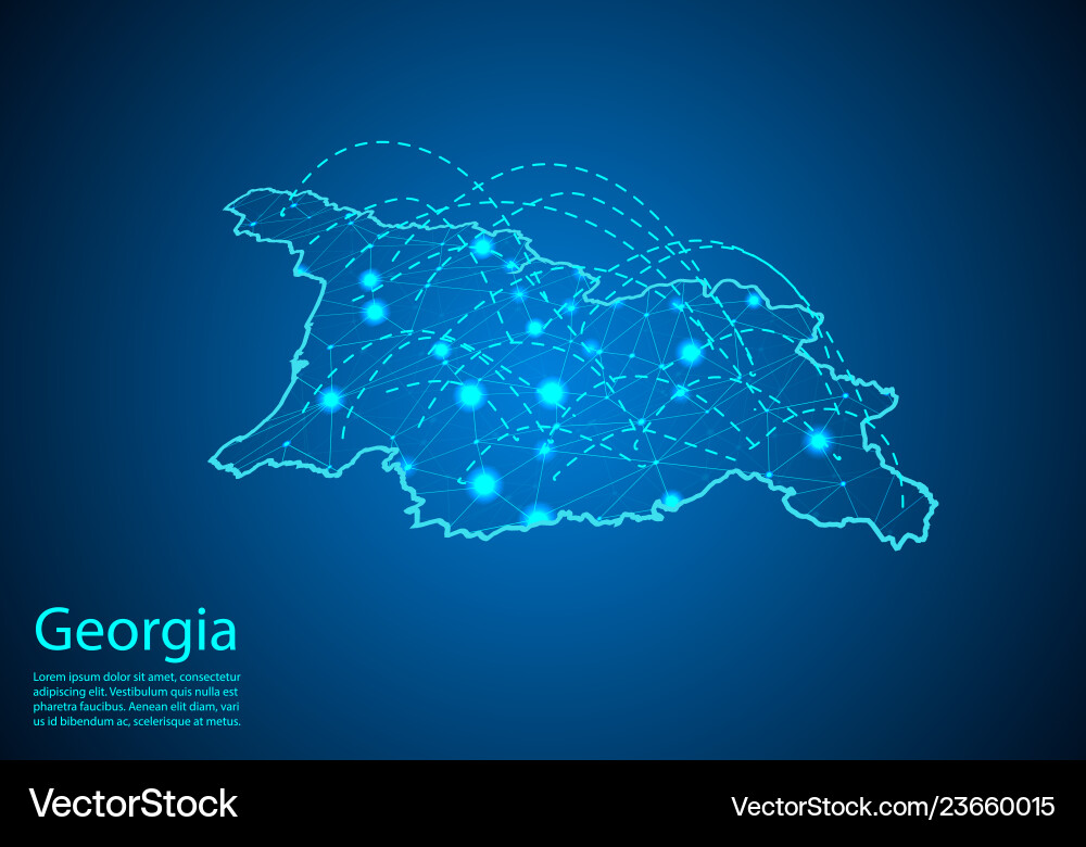 Georgia map with nodes linked by lines concept Georgia map with nodes linked by lines concept vector image