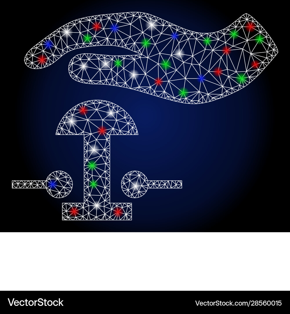 Glowing mesh network emergency stop with flash vector image