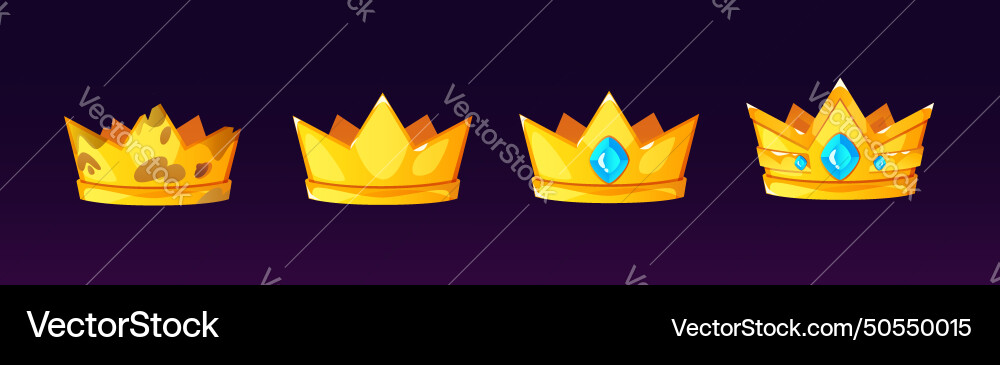 Gold crown icon for game ui level rank design vector image