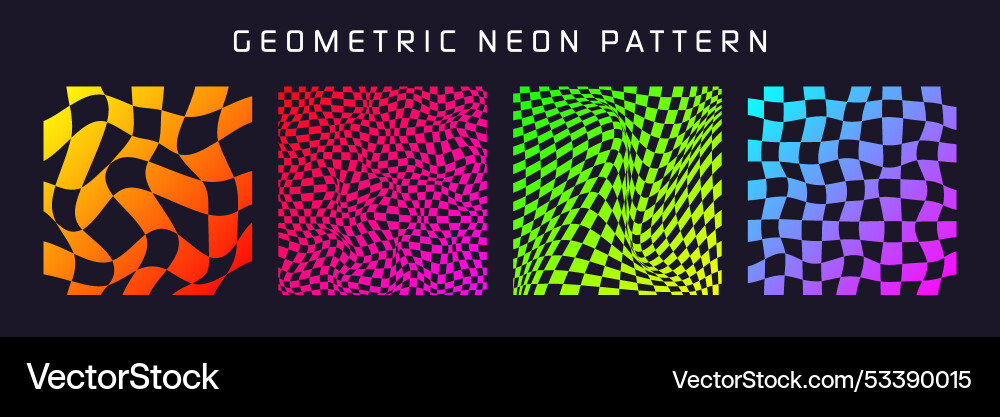 Groovy checkered pattern colorful distorted tiled Groovy checkered pattern colorful distorted tiled vector image