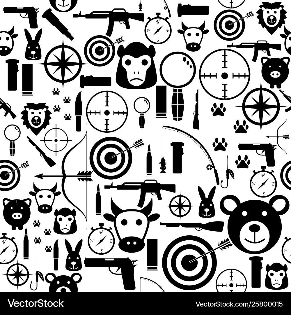 Hunting seamless pattern background icon vector image