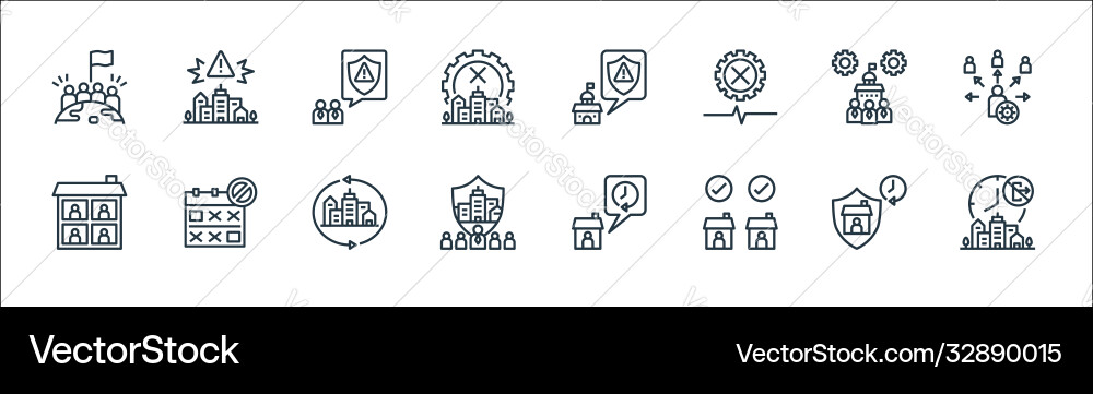 Lockdown line icons linear set quality Lockdown line icons linear set quality vector image