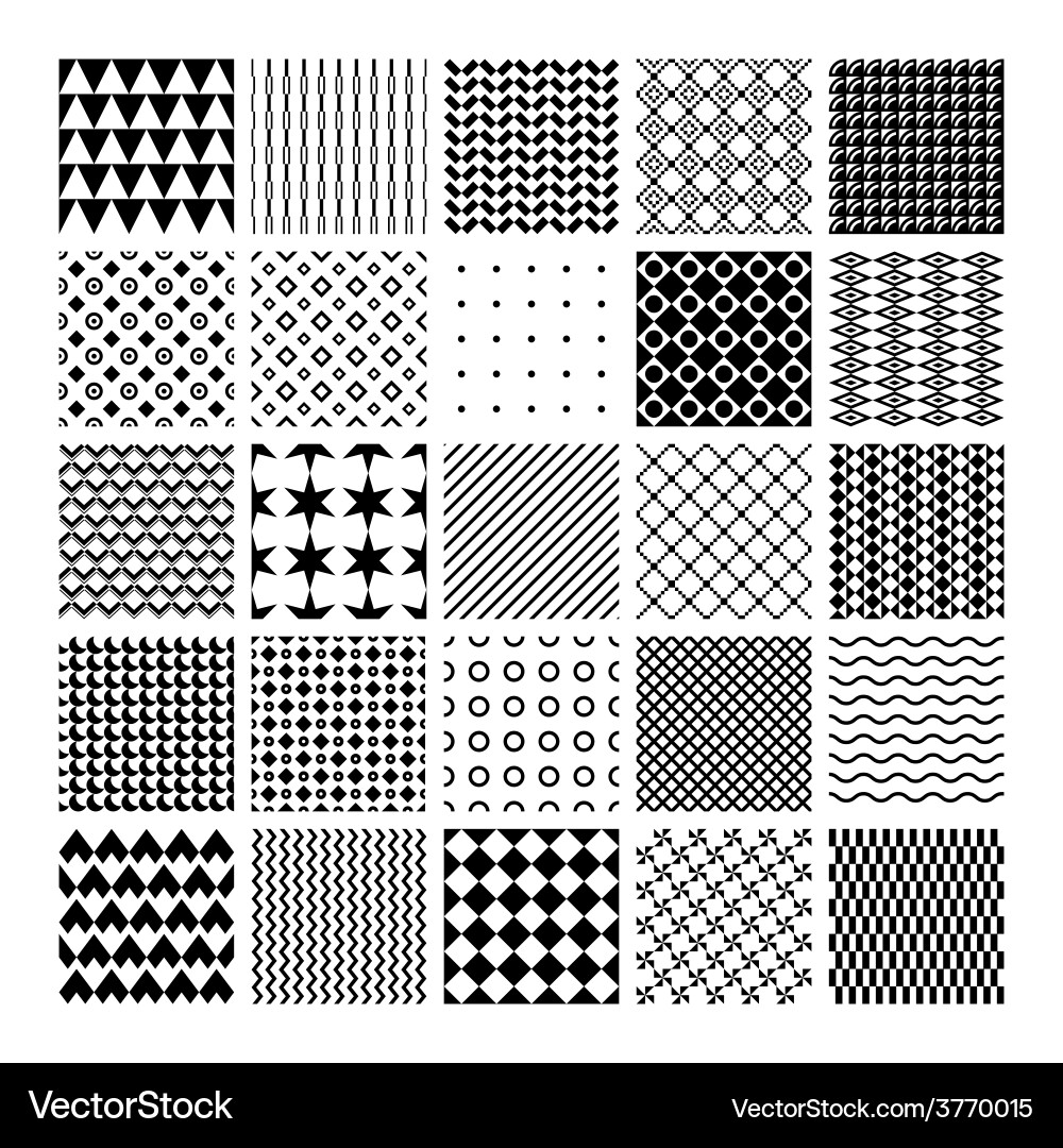 Monochrome seamless patterns Royalty Free Vector Image