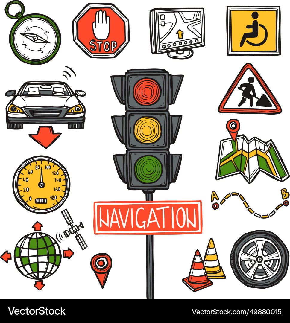 Navigation icons sketch Navigation icons sketch vector image