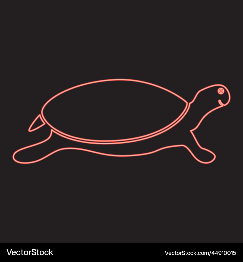 Neon tortoise turtle red color image flat style vector image