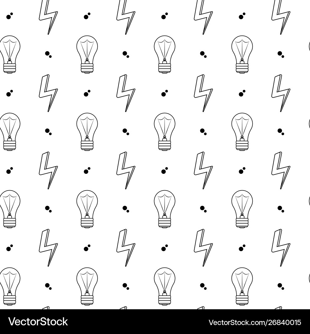 Seamless pattern with linear light bulbs Vector Image