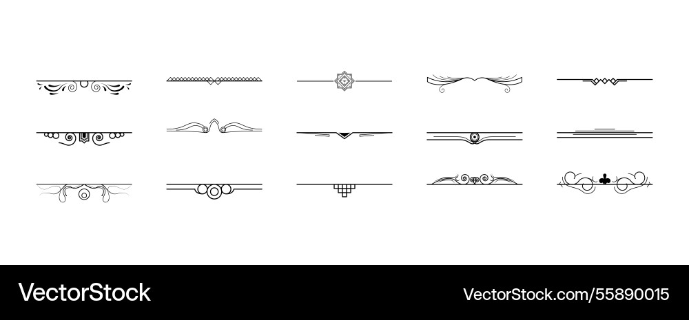 Set black simple line collection doodle border Set black simple line collection doodle border vector image
