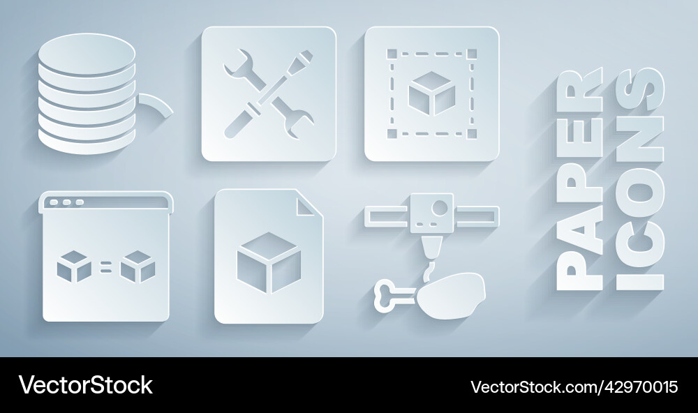 Set isometric cube file geometric figure 3d Vector Image