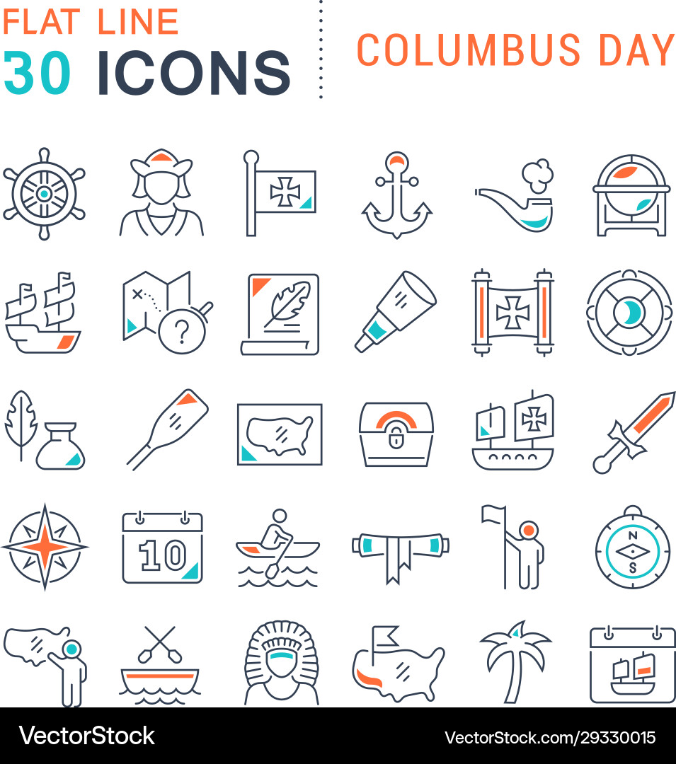 Set line icons columbus day Set line icons columbus day vector image