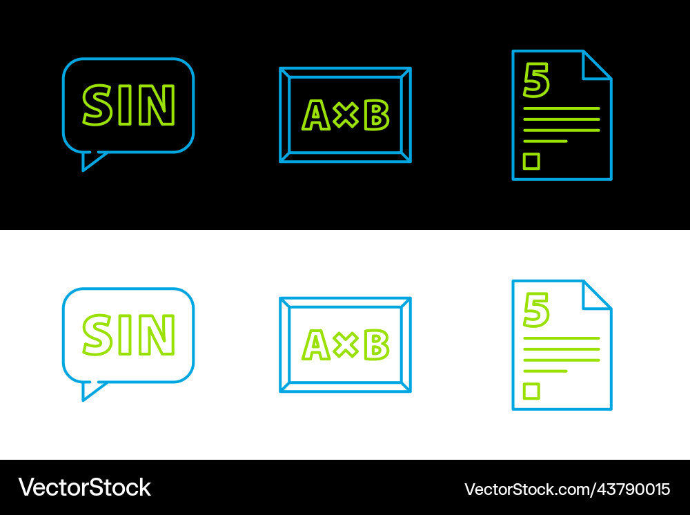 Set line test or exam sheet mathematics function vector image