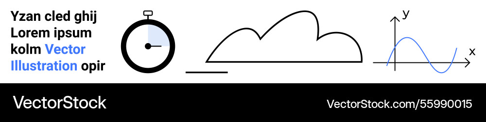 Stopwatch cloud and line graph representation Stopwatch cloud and line graph representation vector image