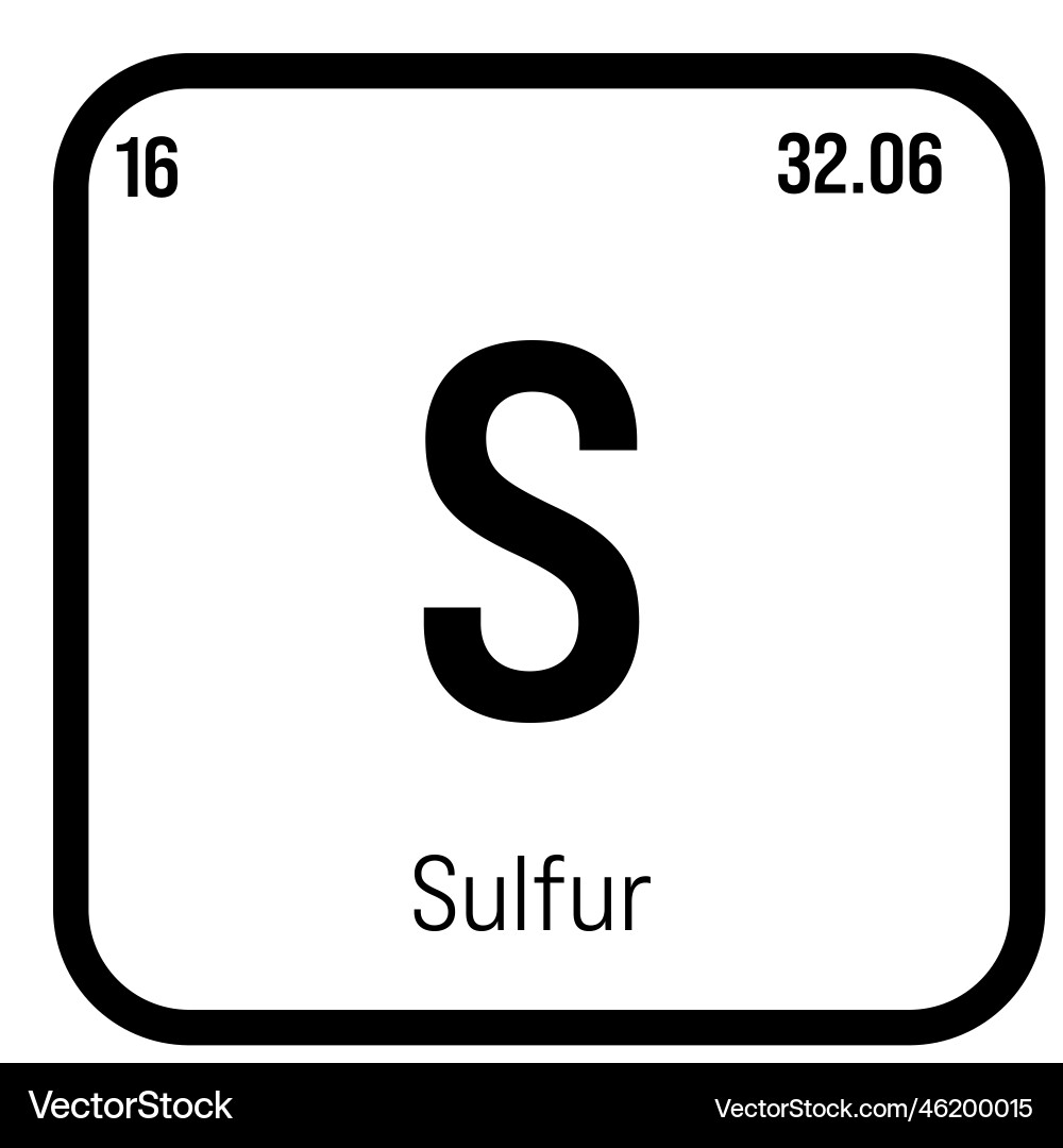 Sulfur s periodic table element vector image