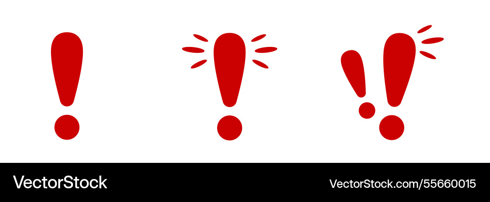 Three red exclamation marks with different designs vector image