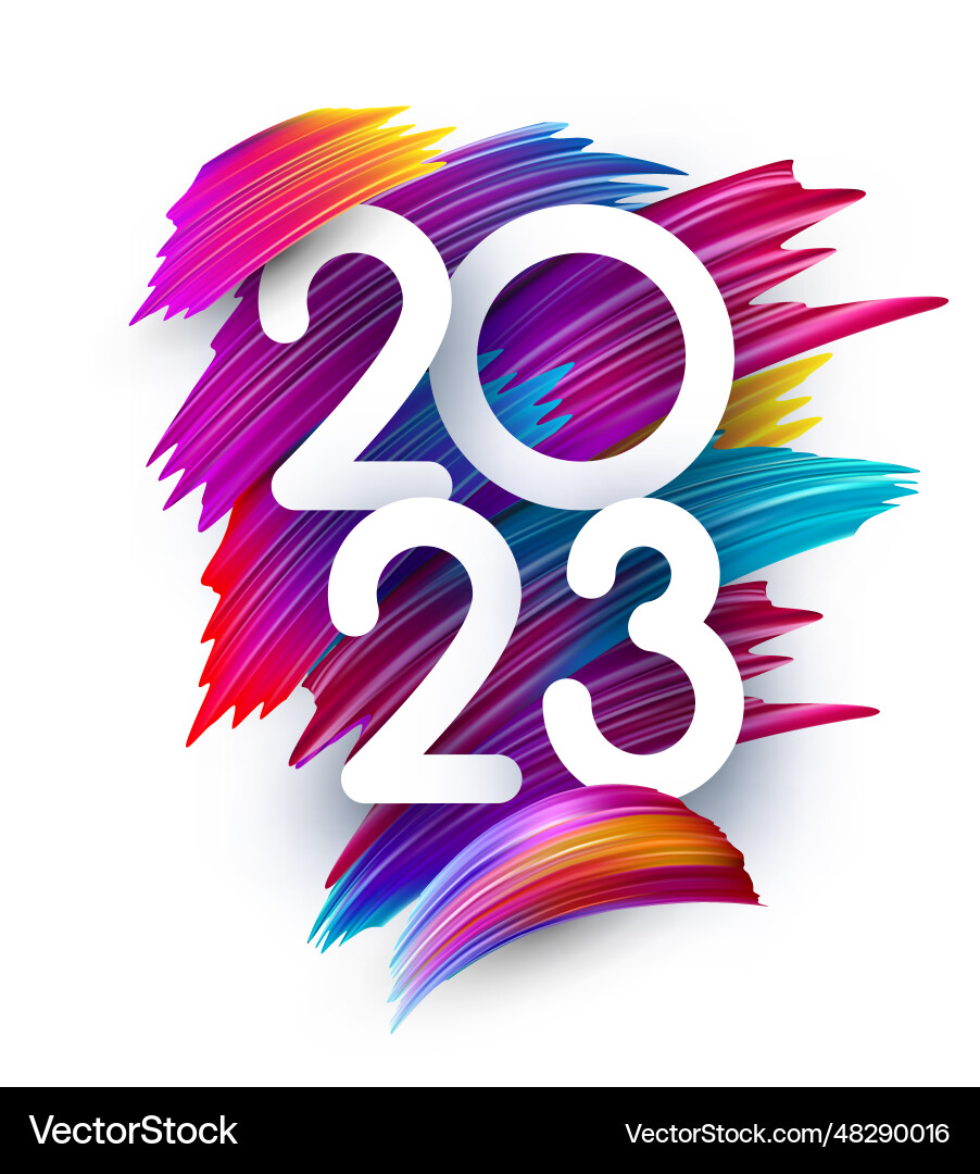 2023 on gradient brush strokes background 2023 on gradient brush strokes background vector image
