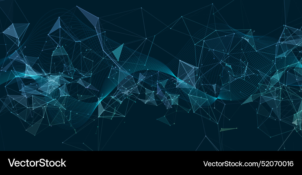 Abstract banner with flowing lines and low poly Vector Image