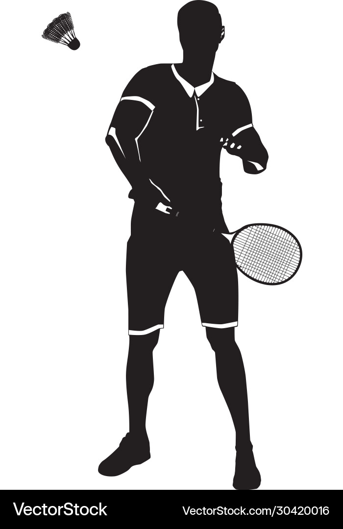 Badminton player with racket and shuttlecock vector image