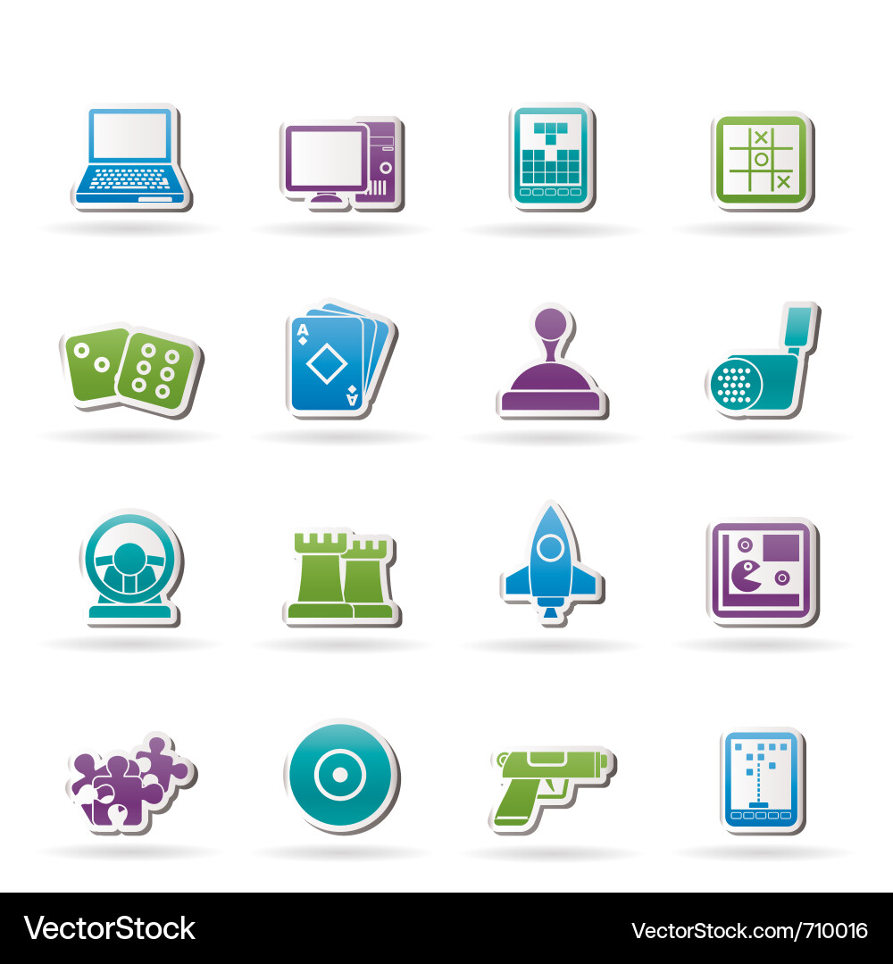 Computer games tools and icons vector image