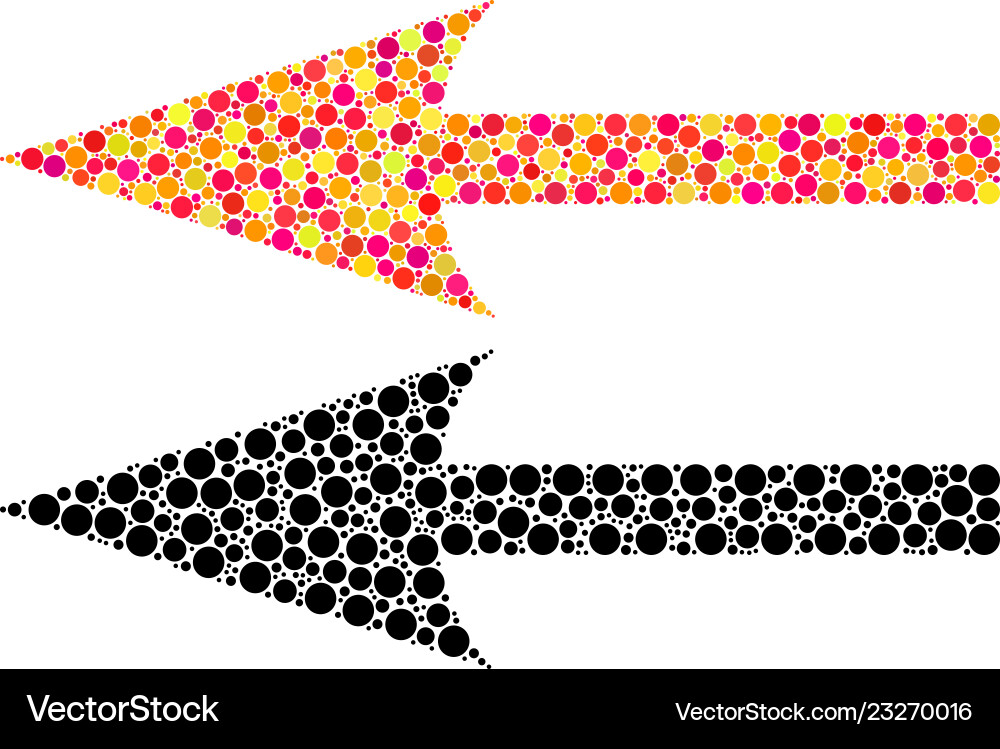 Dot sharp arrow left mosaic icons Dot sharp arrow left mosaic icons vector image